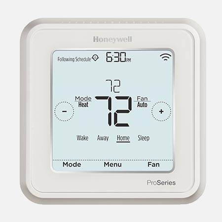 HONEYWELL T6 PRO THERMOSTAT
7DAY/5-2, 5-1-1 OR NON
PROGRAMMABLE 2H/1C